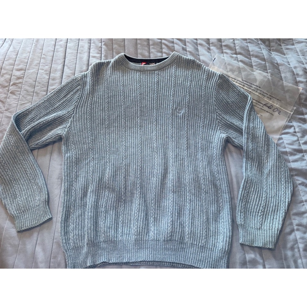Chaps Ralph Lauren Mens Blue Cable Knit Cotton Crewneck Sweater Large